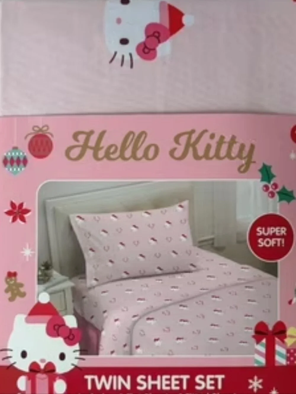 Hello Kitty Twin Holiday 3 piece Christmas Sheet Set * NEW Super Soft